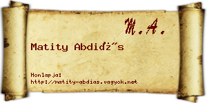 Matity Abdiás névjegykártya